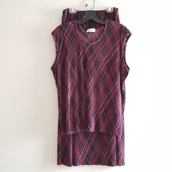- Ninety Woman 2 Piece Polyester Plaid Skirt & Top - Picture 1 of 6